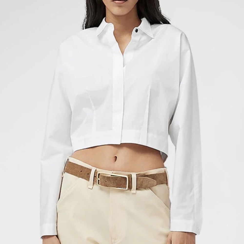 Rag & Bone Morgan Button Down Shirt Cropped Top White